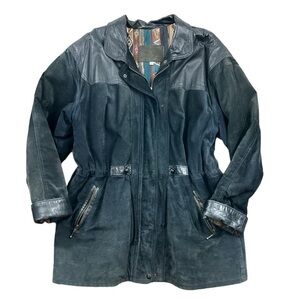 Vintage oscar leopold leather suede drawstring waist western bohemian 90s jacket